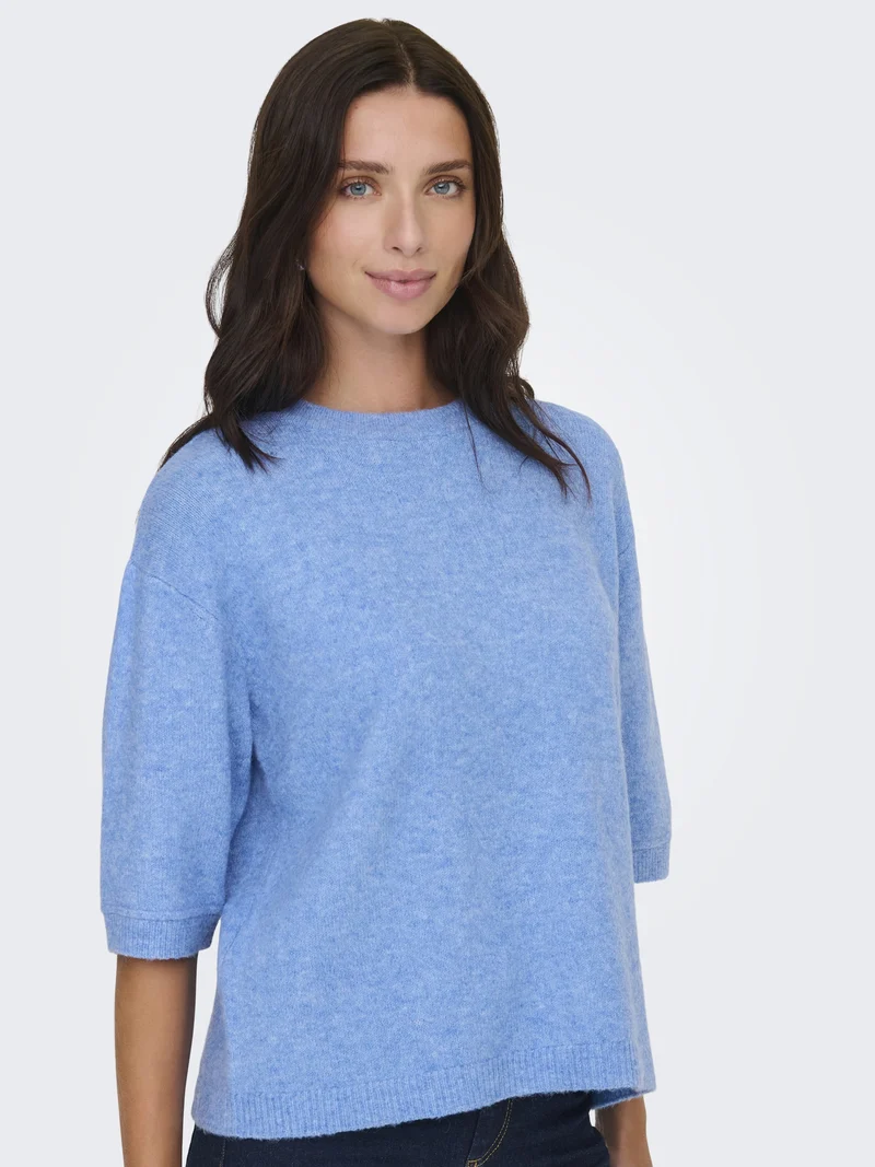 JDYSONJA S/S O-NECK PULLOVER KNT, Provence/MELANGE