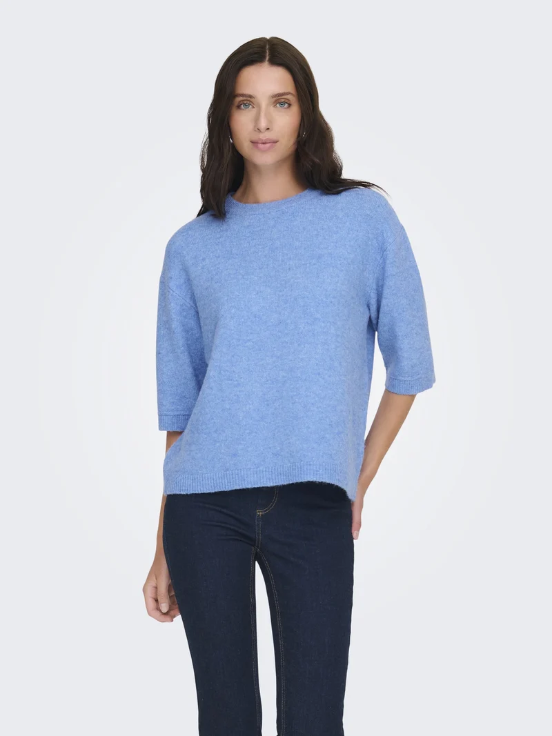JDYSONJA S/S O-NECK PULLOVER KNT, Provence/MELANGE
