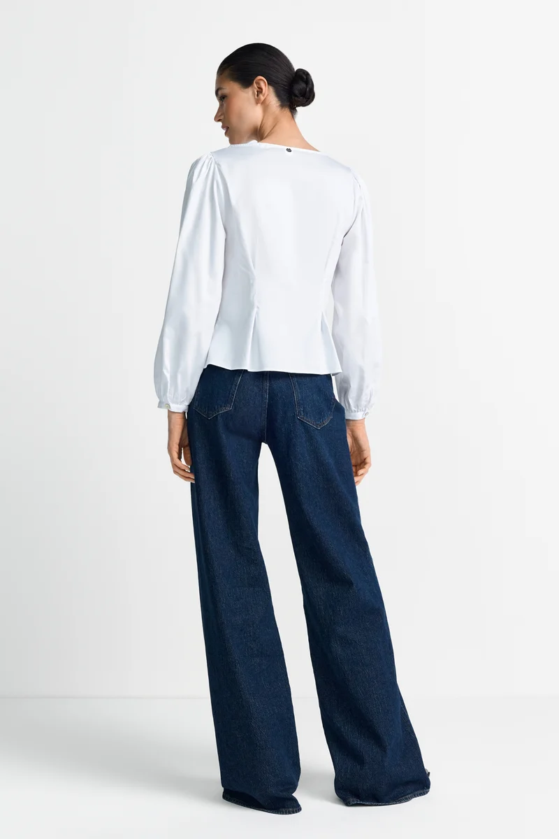 Fitted Cotton Blouse, white
