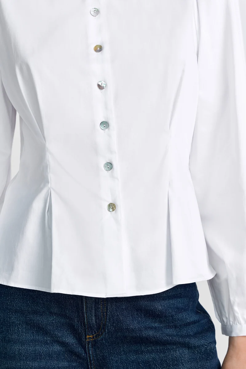Fitted Cotton Blouse, white