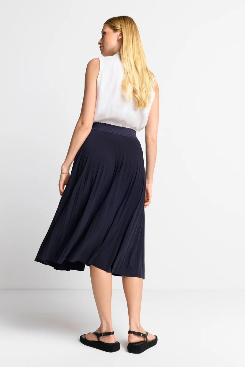 midi plissee skirt, deep blue