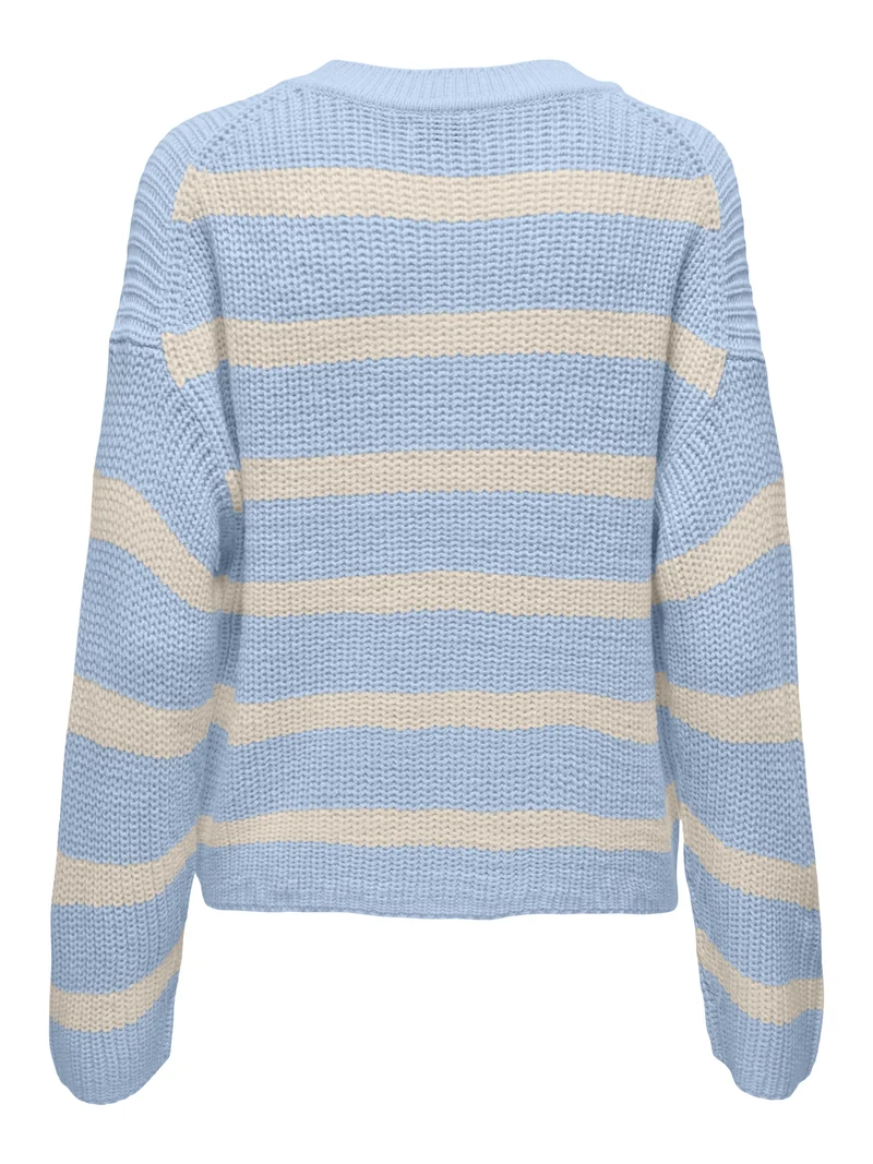 JDYJUSTY L/S STRIPE PULLOVER KNT NO, Cashmere Blue/EGGNOG