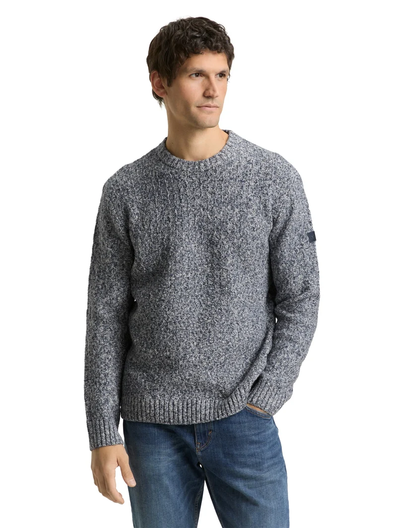 multicolor crew neck pullover, multicolor blue structure