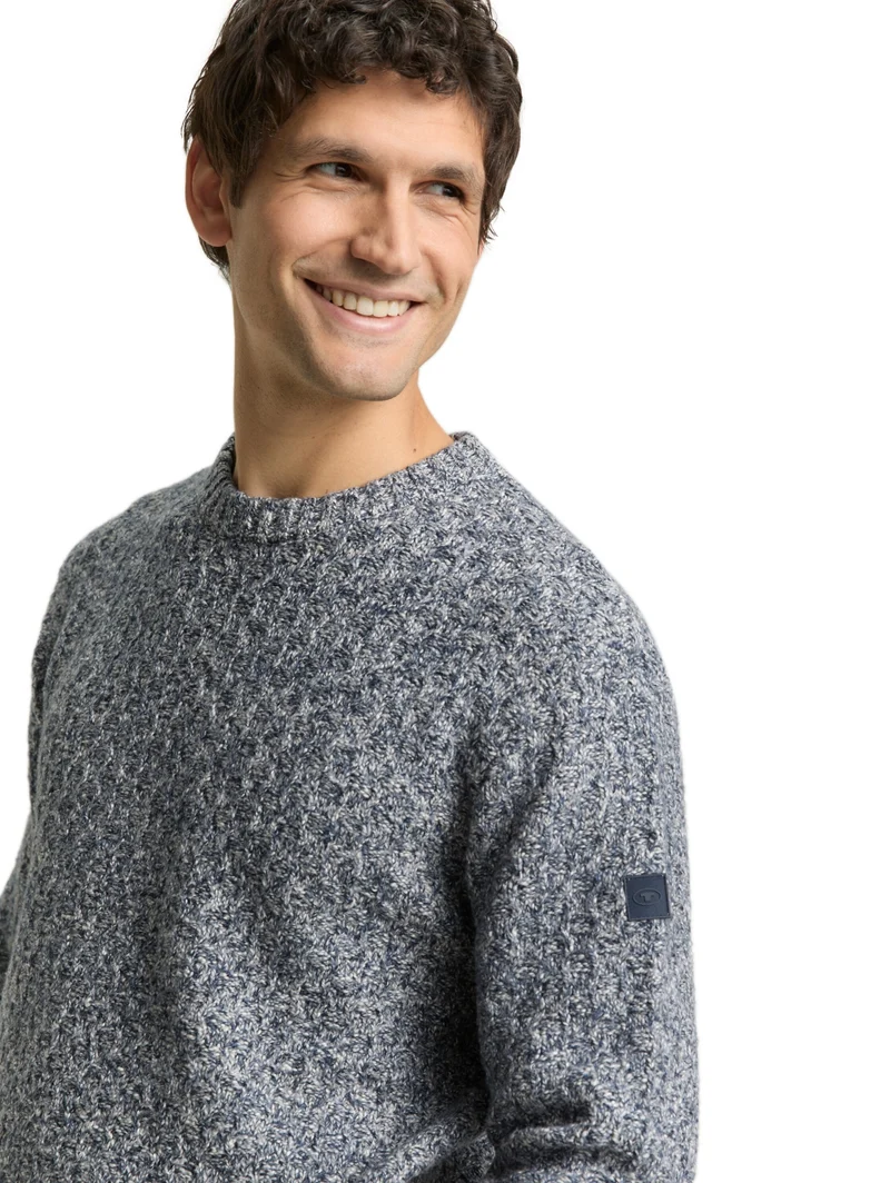 multicolor crew neck pullover, multicolor blue structure