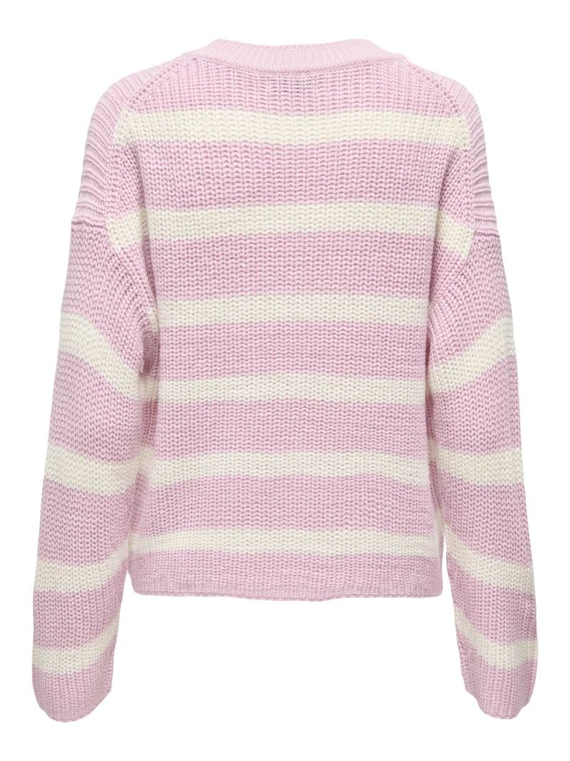 JDYJUSTY L/S STRIPE PULLOVER KNT NO, Fragrant Lilac/EGGNOG