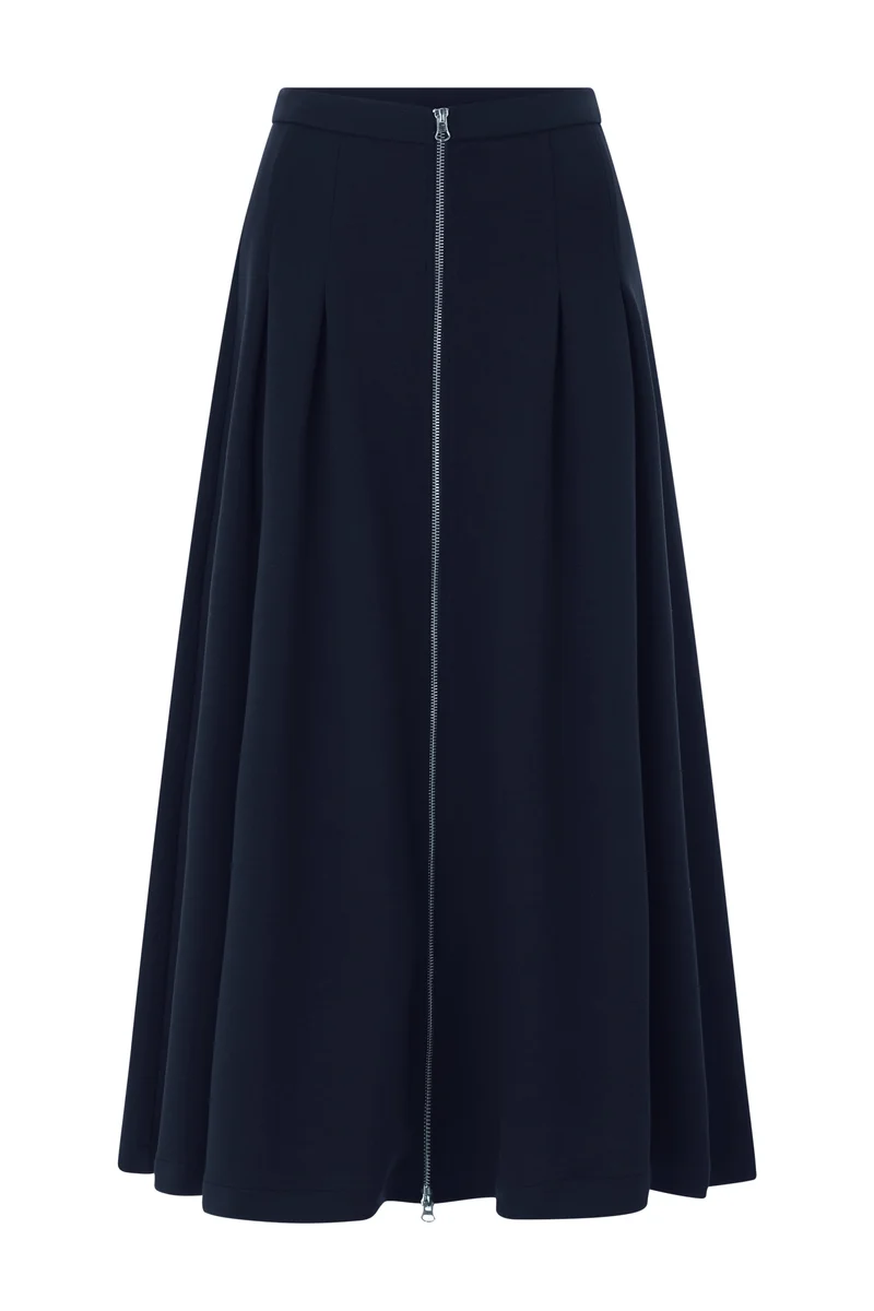 Jersey Skirt with Zipper, midnight blue