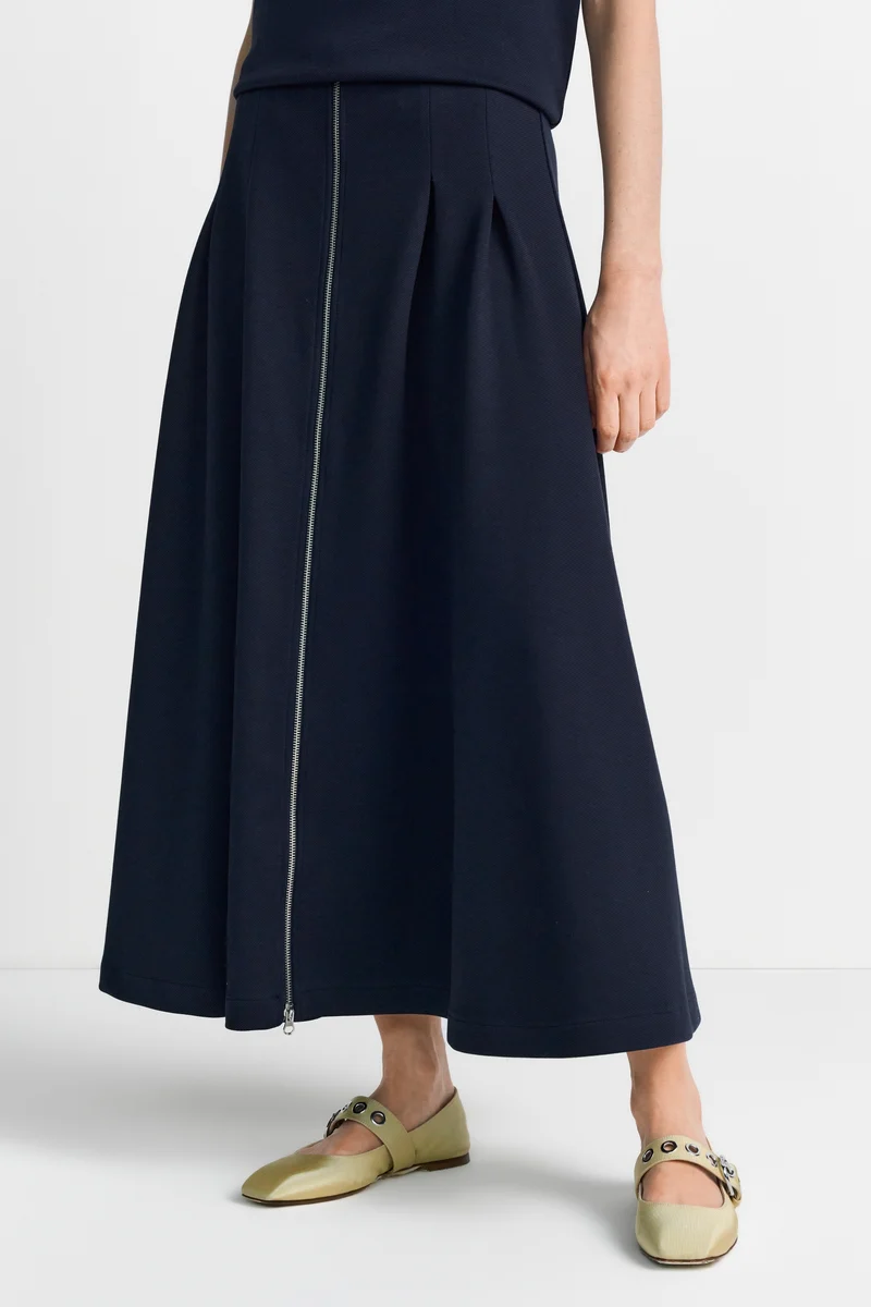 Jersey Skirt with Zipper, midnight blue