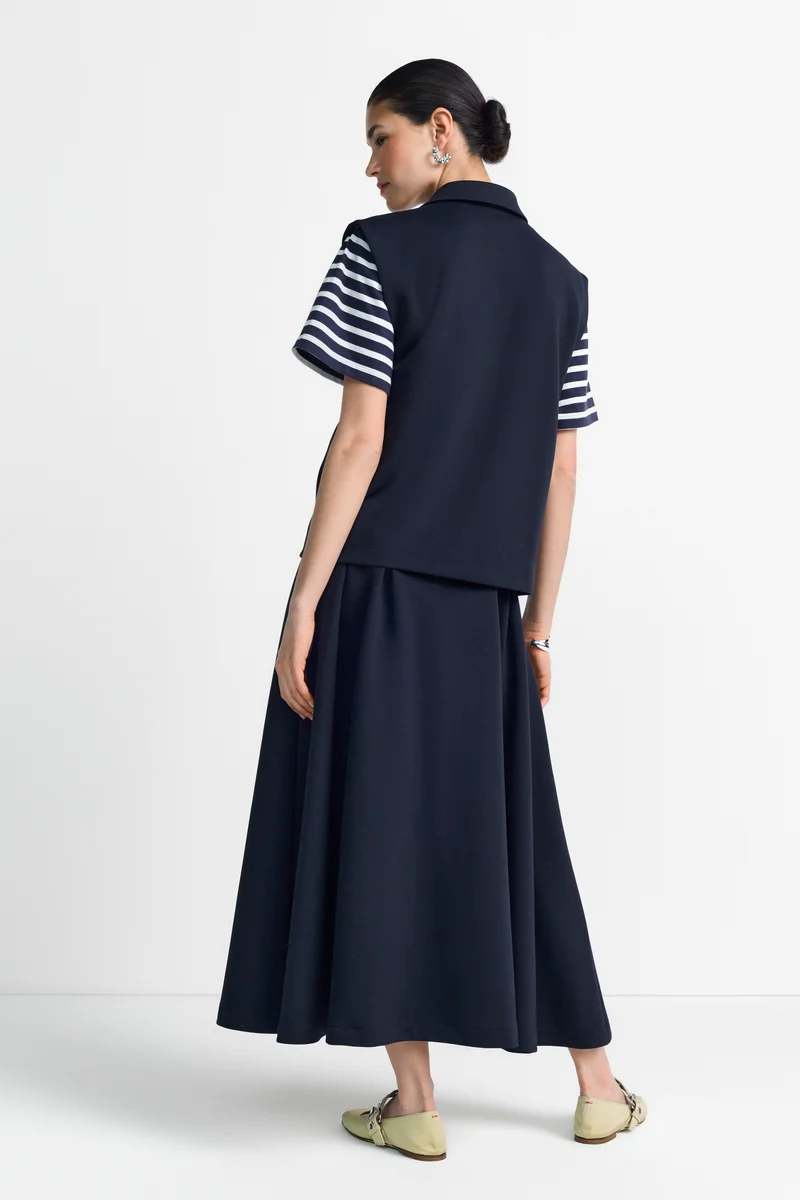 Jersey Skirt with Zipper, midnight blue
