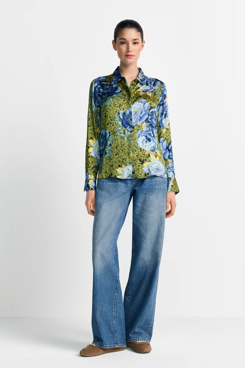 Printed Blouse, urban lime