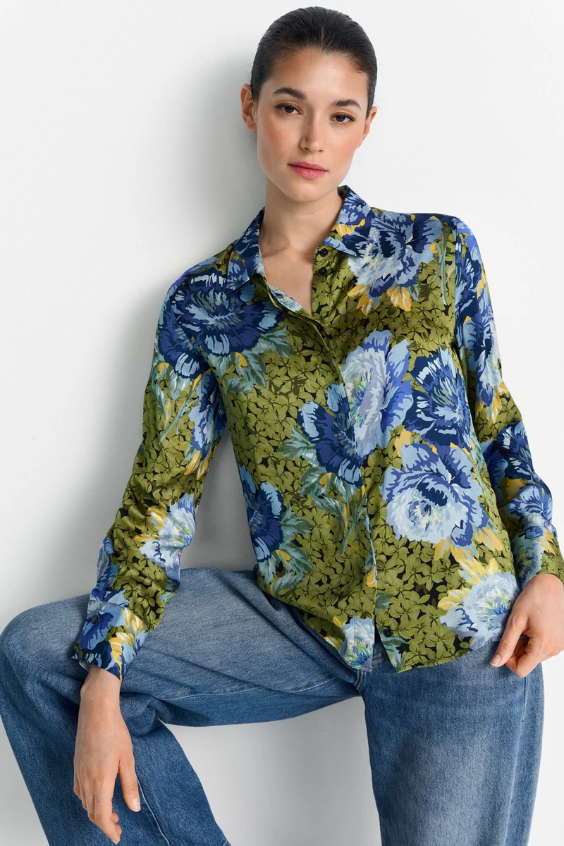 Printed Blouse, urban lime