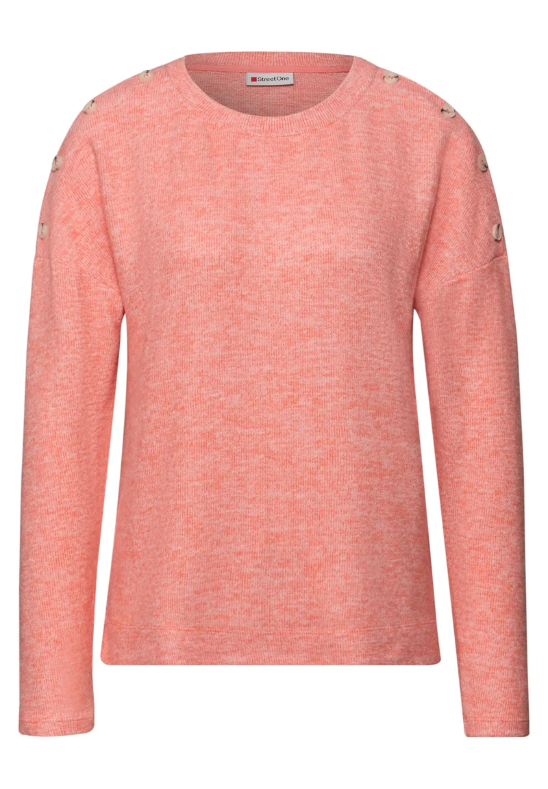 LTD QR soft melange look shirt, striking coral mel.