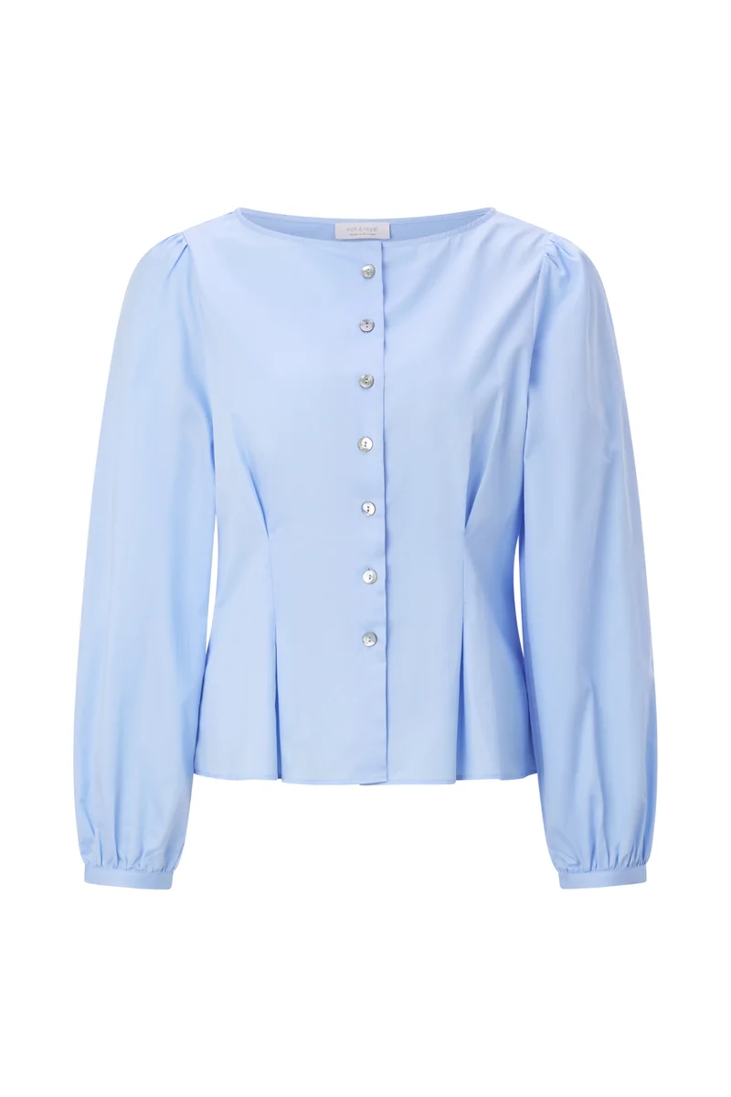 Fitted Cotton Blouse, skyway blue