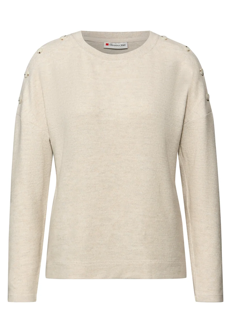 LTD QR soft melange look shirt, cotton beige mel.