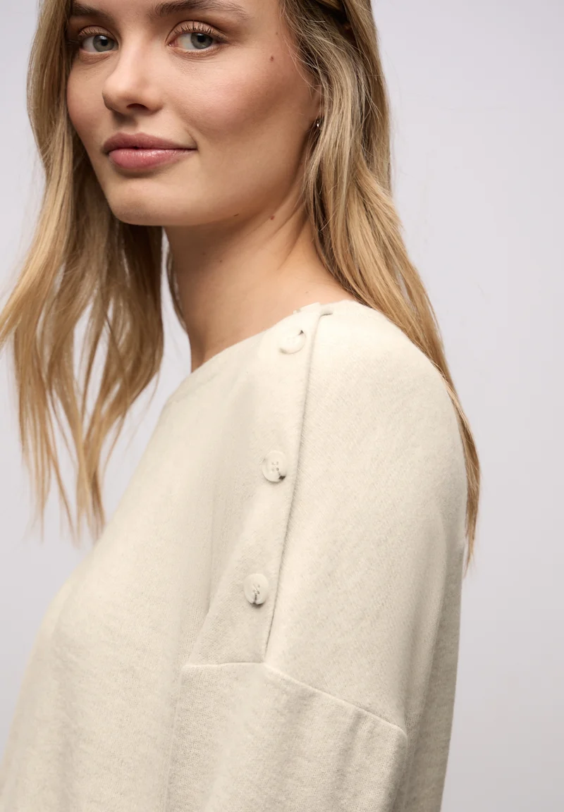 LTD QR soft melange look shirt, cotton beige mel.