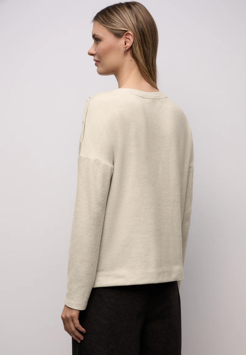 LTD QR soft melange look shirt, cotton beige mel.