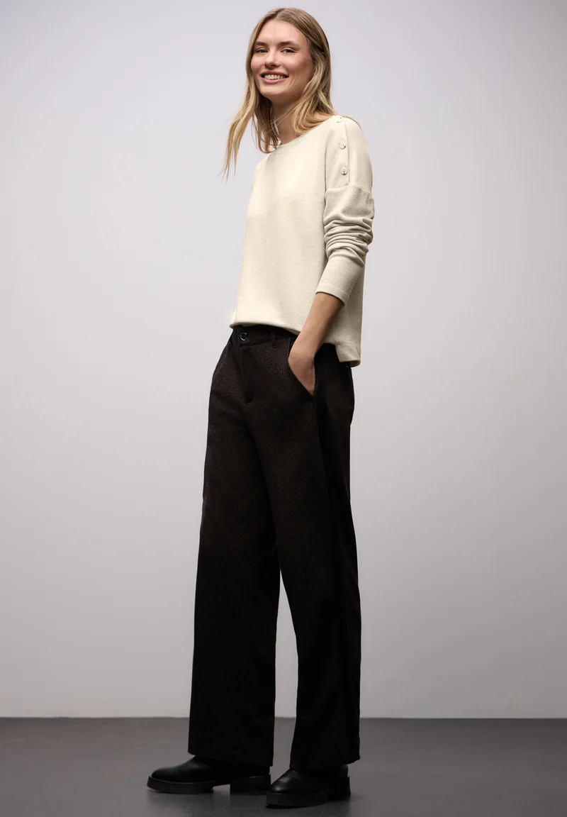 LTD QR soft melange look shirt, cotton beige mel.