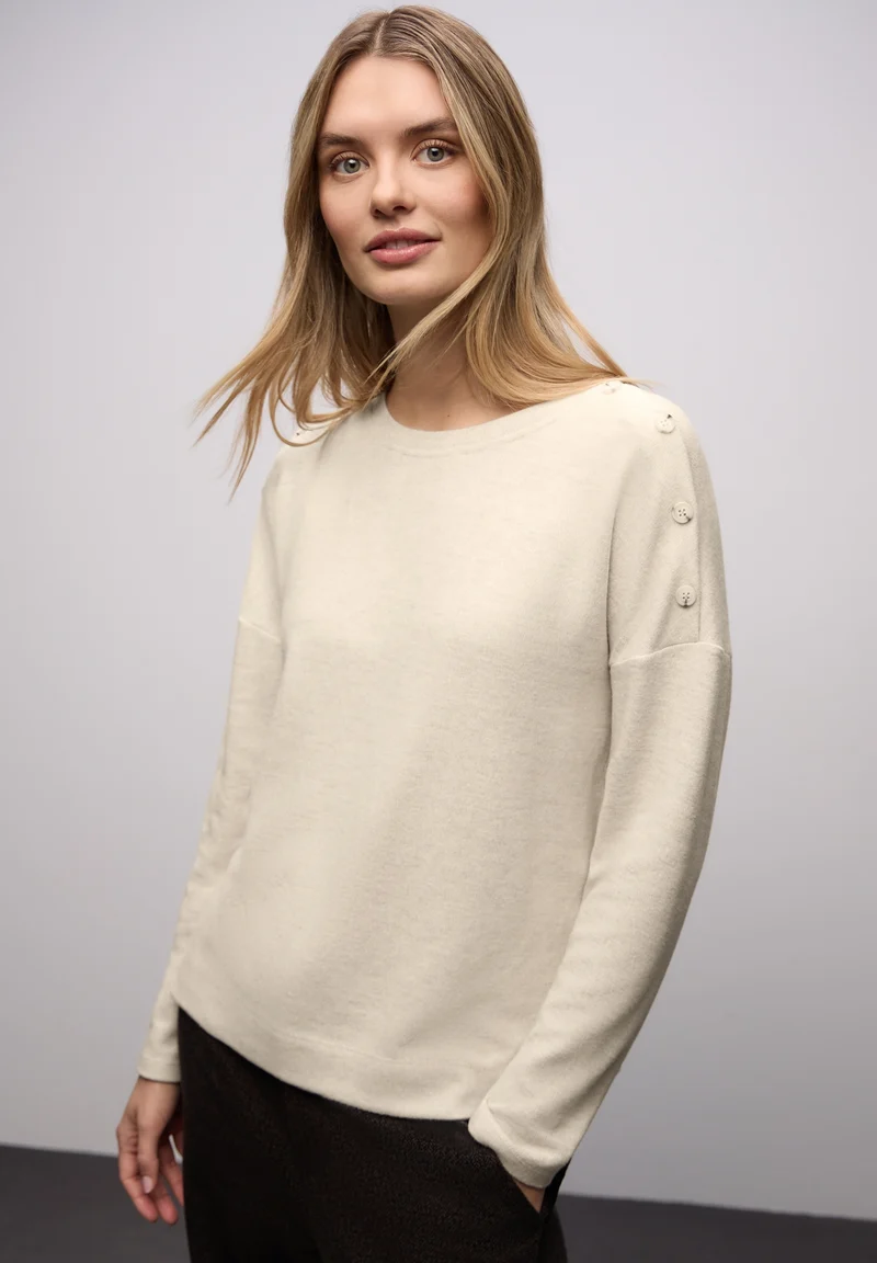 LTD QR soft melange look shirt, cotton beige mel.