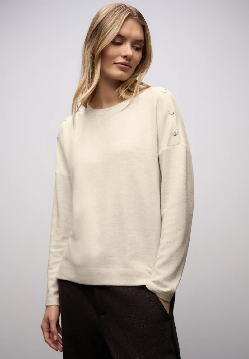 LTD QR soft melange look shirt, cotton beige mel.