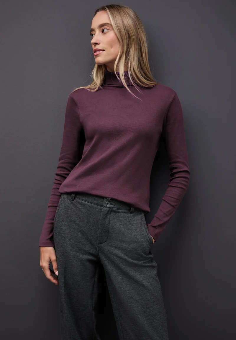 LTD QR basic rib roll neck shi, jazz berry