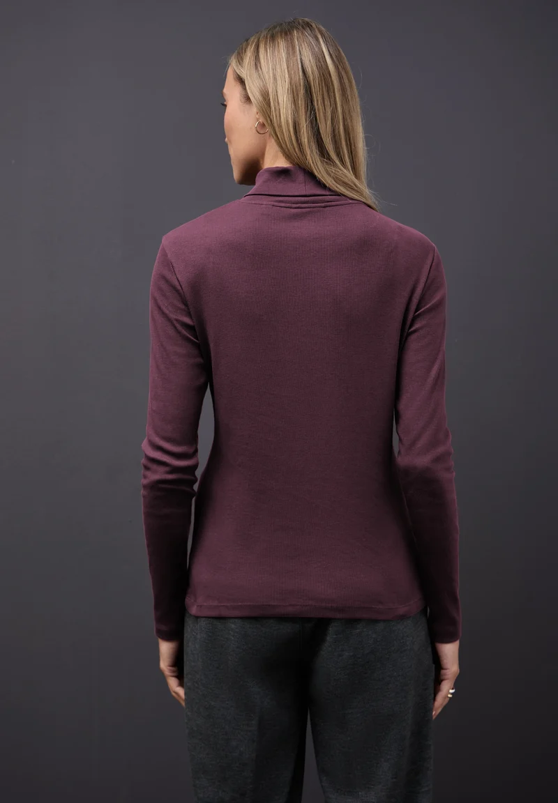 LTD QR basic rib roll neck shi, jazz berry