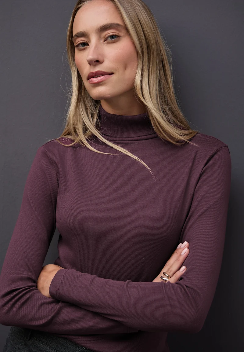 LTD QR basic rib roll neck shi, jazz berry