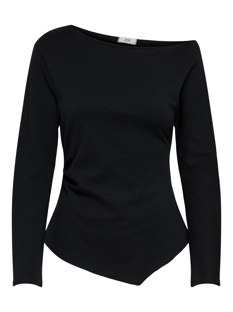 JDYCATIE L/S ASSYMETRIC TOP JRS, Black