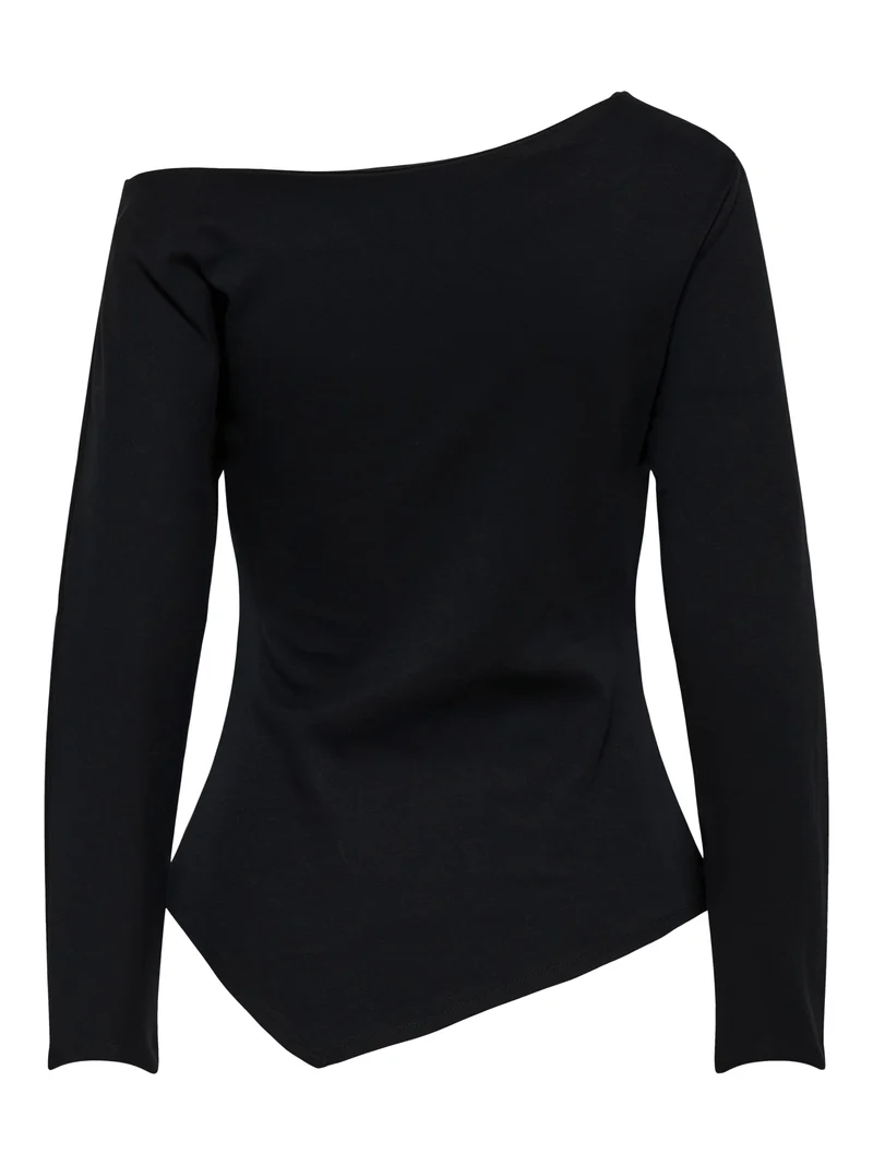JDYCATIE L/S ASSYMETRIC TOP JRS, Black