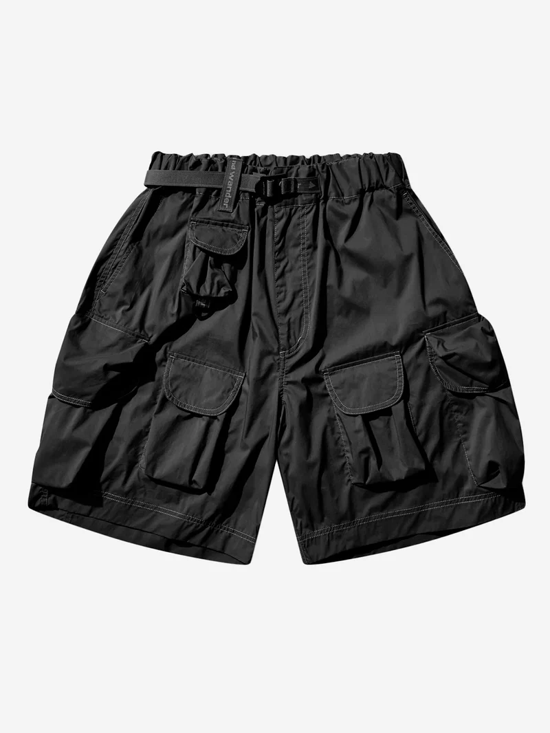 Shorts in misto cotone multi pocket neri