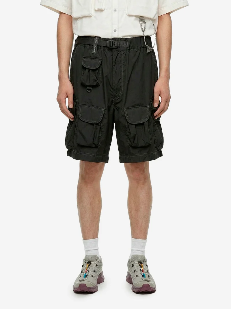 Shorts in misto cotone multi pocket neri