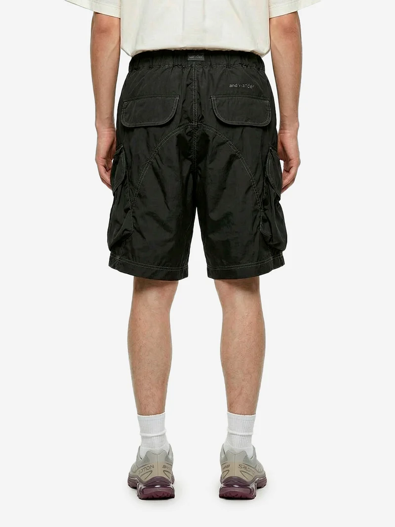 Shorts in misto cotone multi pocket neri