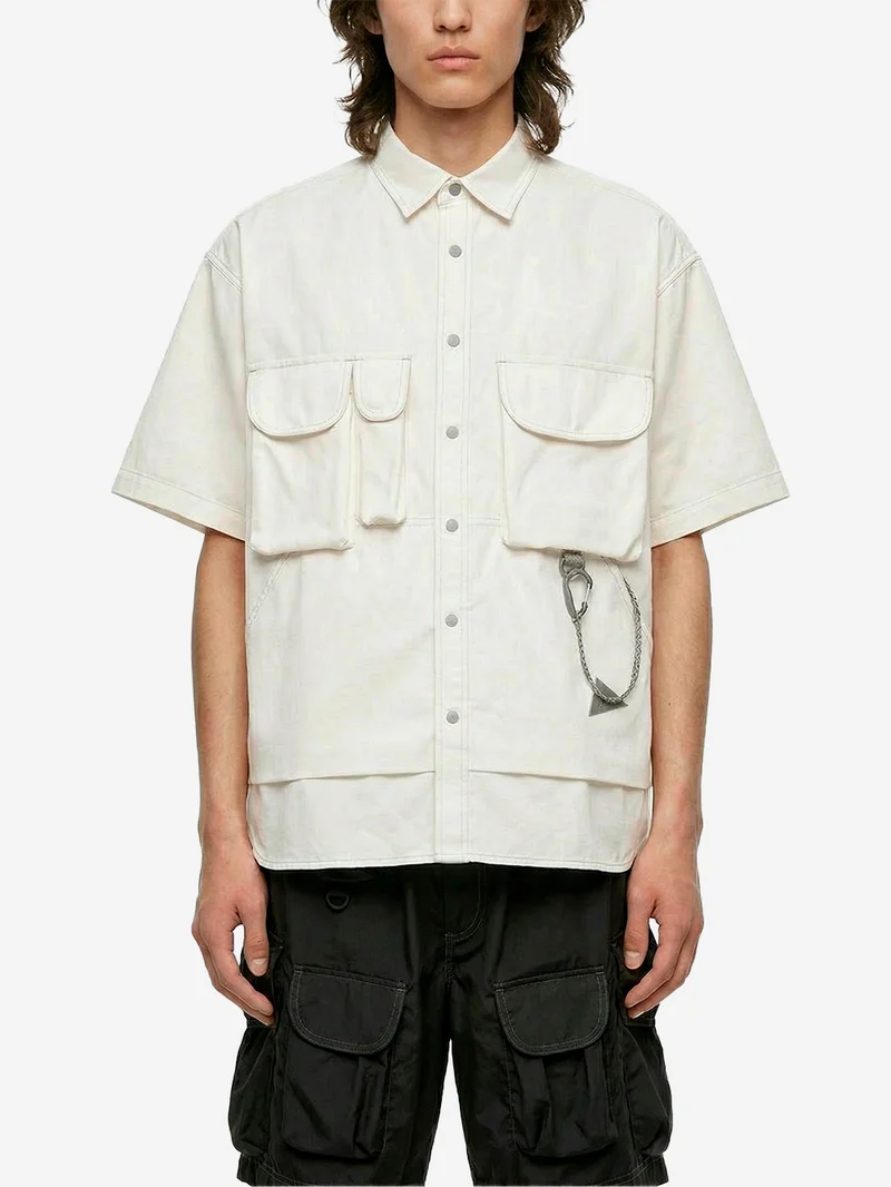 Camicia a manica corte multi pocket in bianco