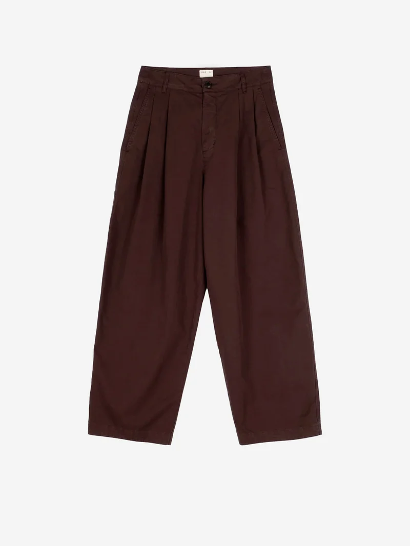 Pantaloni marroni wide pleated 'Ambassador'