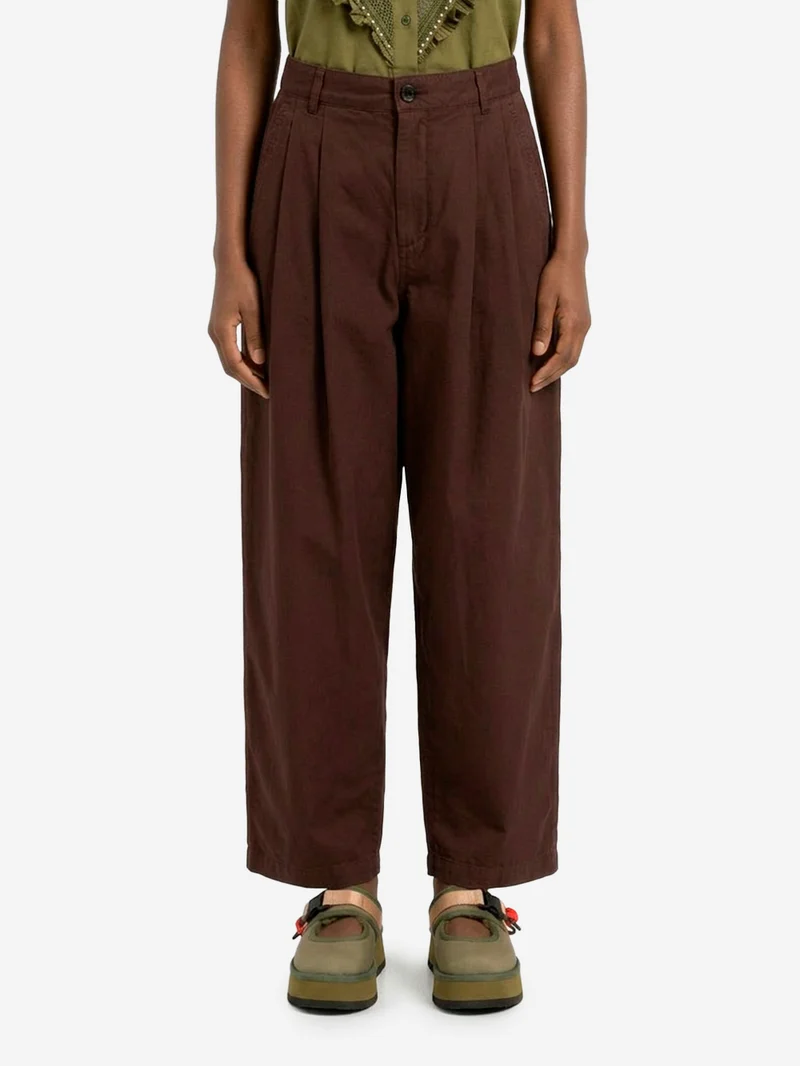 Pantaloni marroni wide pleated 'Ambassador'