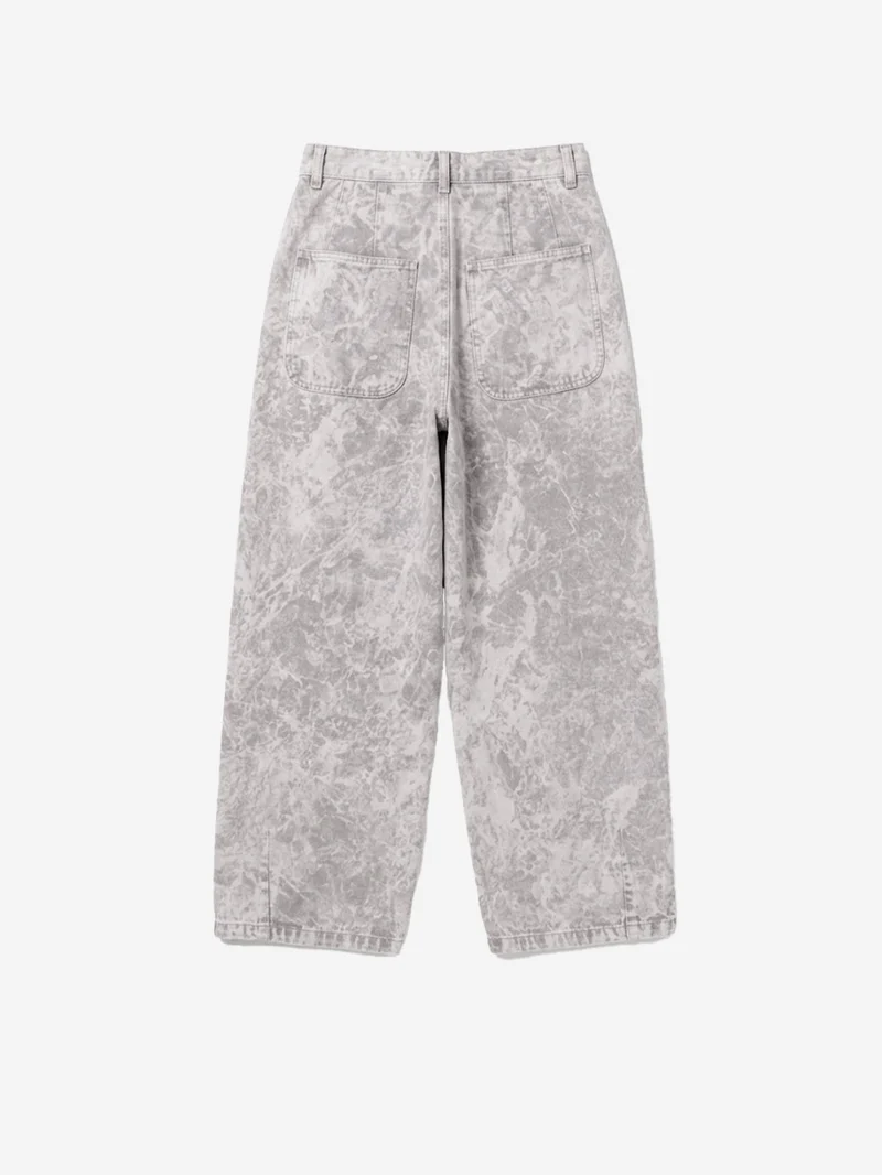Chino a gamba ampia 'Atlantide' in tela color marmo