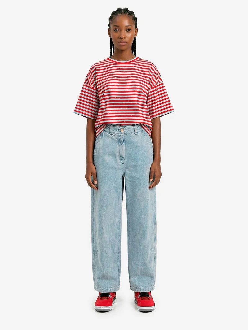 Chino 'Submarine' in denim blu perla