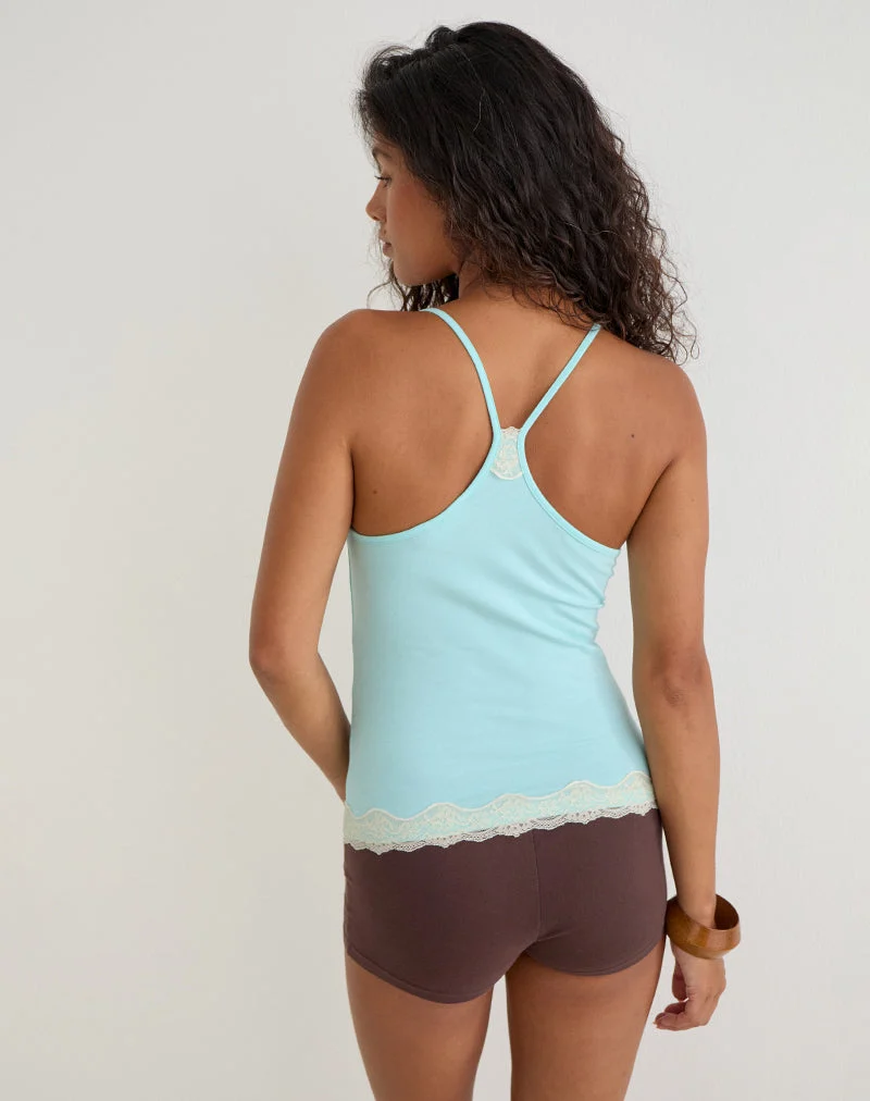 Mishti Cami-Top mit Spitzenbesatz in Aqua