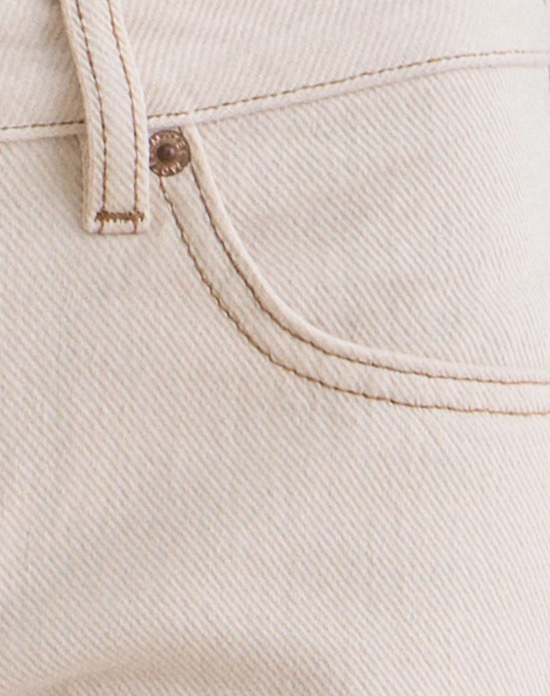 Lose sitzende Flare-Jeans mit niedriger Leibhöhe aus Twill in Off-White