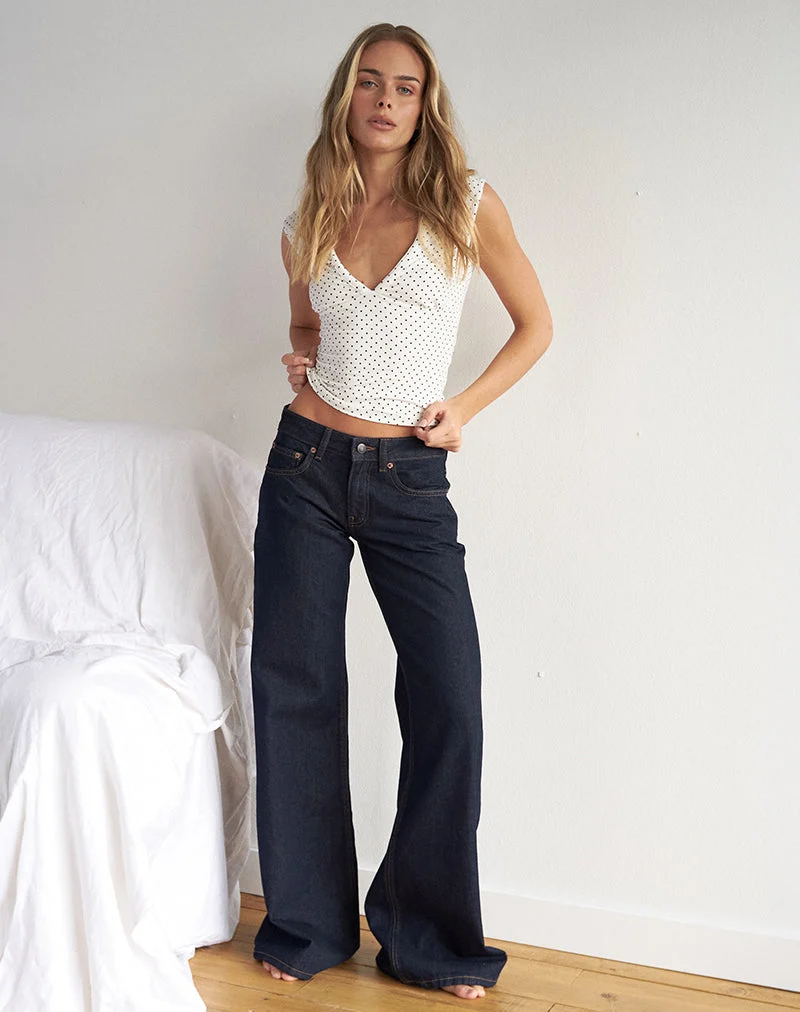 Lose sitzende Flare-Jeans mit niedriger Leibhöhe in Indigo