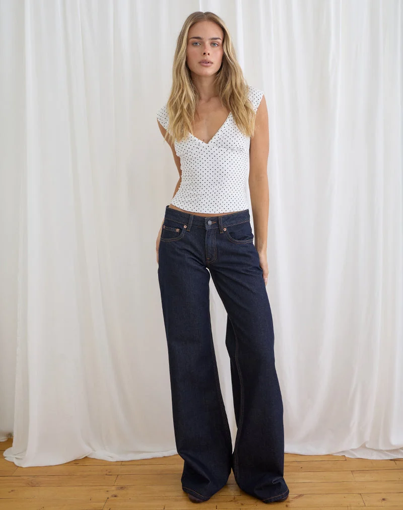 Lose sitzende Flare-Jeans mit niedriger Leibhöhe in Indigo