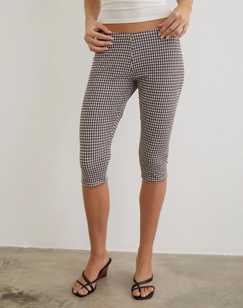 Tako Capri aus Seersucker mit Gingham-Muster in Braun