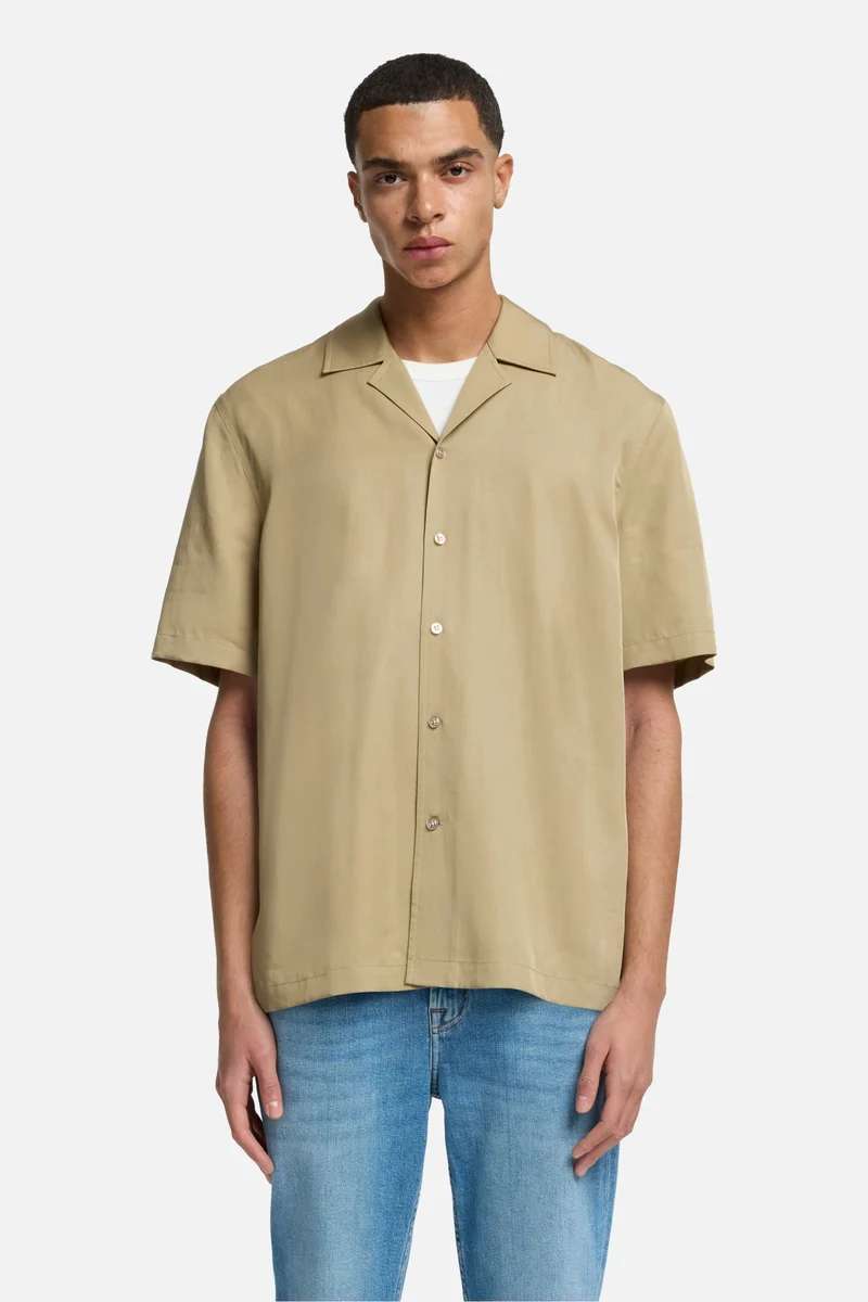 Lyocell Camp Shirt in Taupe