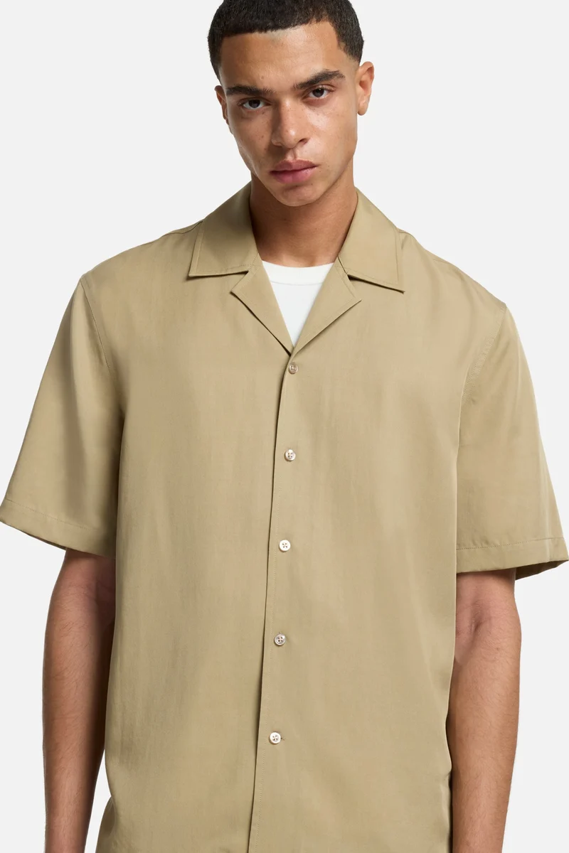Lyocell Camp Shirt in Taupe