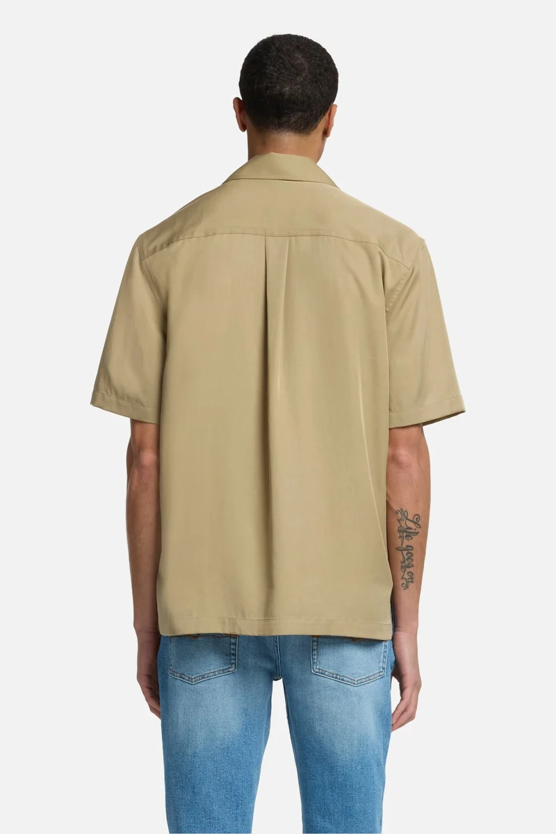 Lyocell Camp Shirt in Taupe