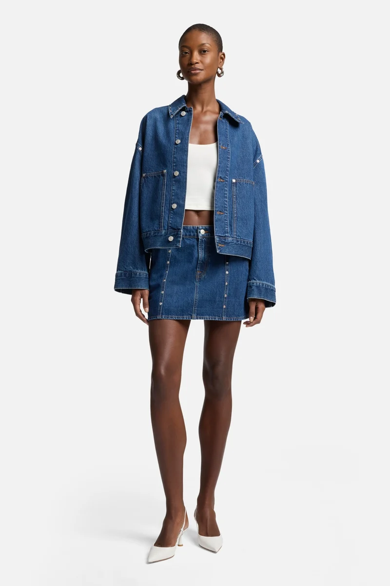 MANKIND Milly Studded Mini Skirt in Le Blue