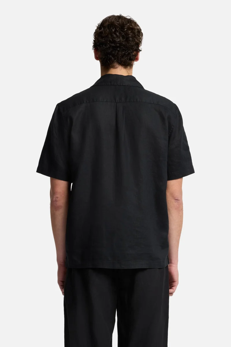 Linen Camp Shirt in Black