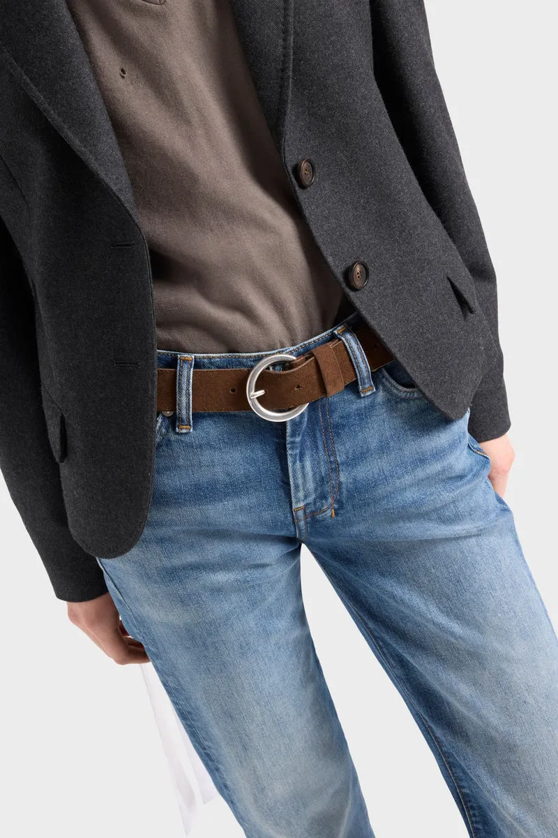 Timeless Italian Suede Belt in Chocolate
