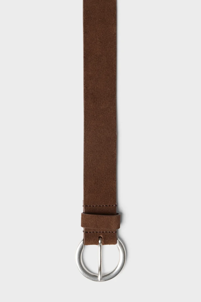 Timeless Italian Suede Belt in Chocolate
