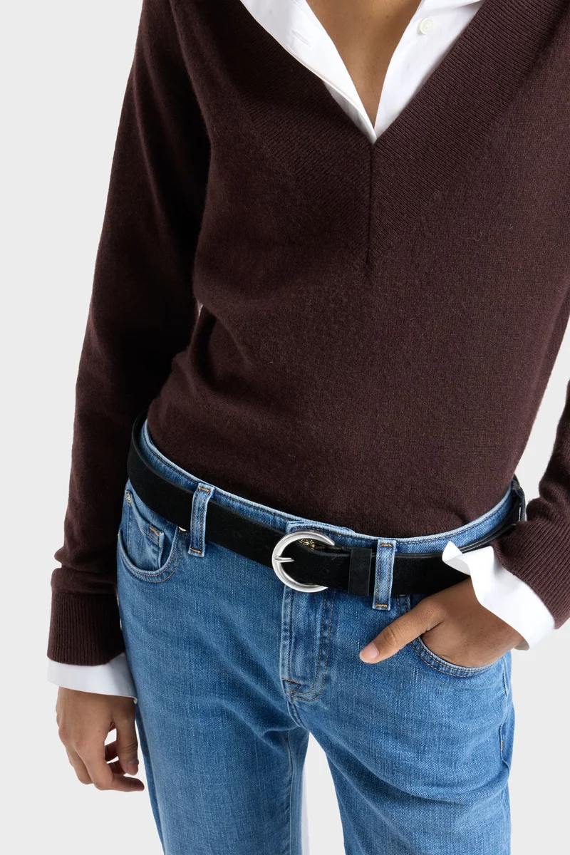 Timeless Italian Suede Belt in Black