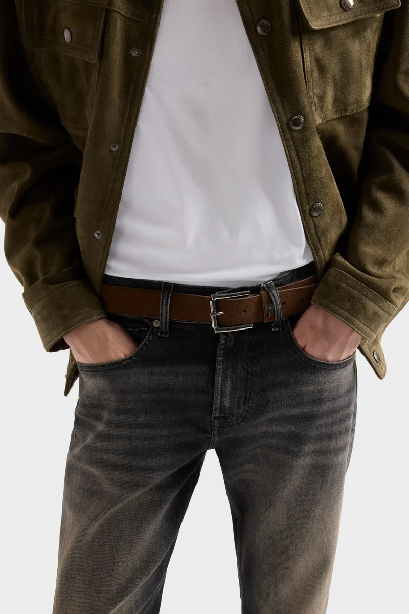 Classic Italian Suede Belt in Chocolate