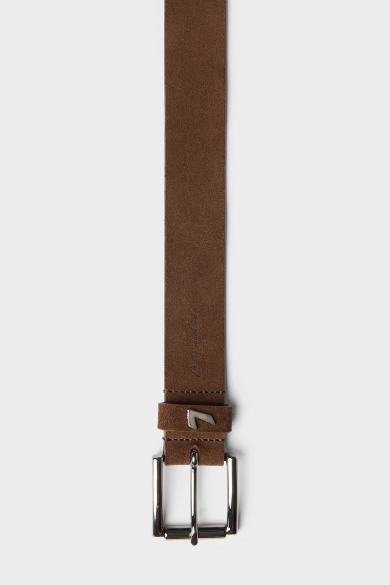 Classic Italian Suede Belt in Chocolate